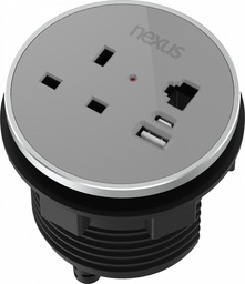 [NEXBUN009GR] 80Mm In-Desk Power Module Bundle 9 With 3M Cable I Black Housing I Silver Bezel I Grey Veneer