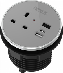 [NEXBUN010GR] 80Mm In-Desk Power Module Bundle 10 With 3M Cable I Black Housing I Silver Bezel I Grey Veneer