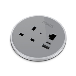 [NEXBUN007WH] 80Mm In-Desk Power Module Bundle 7 With 3M Cable I White Housing I White Bezel I White Veneer