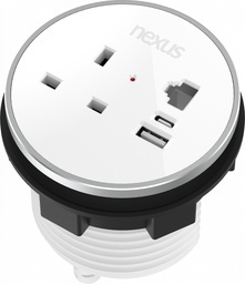 [NEXBUN009WH] 80Mm In-Desk Power Module Bundle 9 With 3M Cable I White Housing I White Bezel I White Veneer