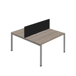 [SYN1280COGPLGOSVSCBK2P] Synergy 2P Bench Desk|1200X800mm|GoalPost|GreyOak/Silver|Black Screen
