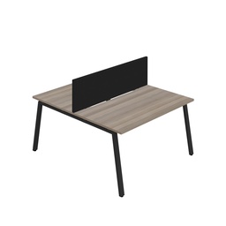 [SYN1680COAFRGOBKSCBK2P] Synergy 2P Bench Desk|1600X800mm|A-Frame|GreyOak/Black|Black Screen