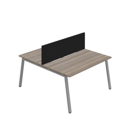 [SYN1680COAFRGOSVSCBK2P] Synergy 2P Bench Desk|1600X800mm|A-Frame|GreyOak/Silver|Black Screen