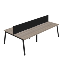[SYN1280COAFRGOBKSCBK4P] Synergy 4P Bench Desk|1200X800mm|A-Frame|GreyOak/Black|Black Screen