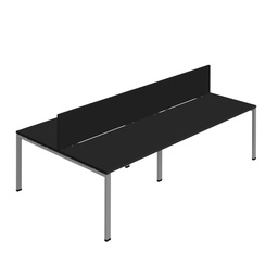 [SYN1480COGPLBKSVSCBK4P] Synergy 4P Bench Desk|1400X800mm|GoalPost|Black/Silver|Black Screen