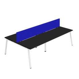 [SYN1680COAFRBKWHSCRB4P] Synergy 4P Bench Desk|1600X800mm|A-Frame|Black/White|Royal Blue Screen