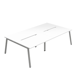 [SYN1480COAFRWHSV4P] Synergy 4P Bench Desk|1400X800mm|A-Frame|White/Silver