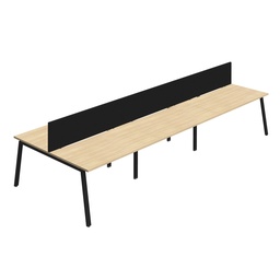 [SYN1280COAFRNOBKSCBK6P] Synergy 6P Bench Desk|1200X800mm|A-Frame|NovaOak/Black|Black Screen