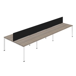 [SYN1280COGPLGOWHSCBK6P] Synergy 6P Bench Desk|1200X800mm|GoalPost|GreyOak/White|Black Screen