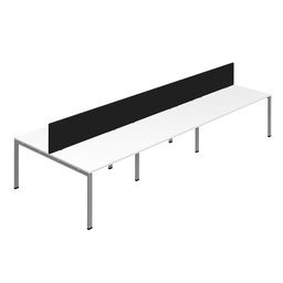 [SYN1480COGPLWHSVSCBK6P] Synergy 6P Bench Desk|1400X800mm|GoalPost|White/Silver|Black Screen