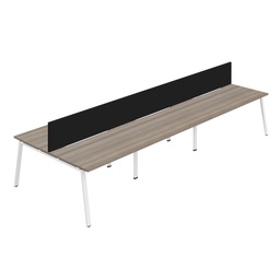 [SYN1680COAFRGOWHSCBK6P] Synergy 6P Bench Desk|1600X800mm|A-Frame|GreyOak/White|Black Screen