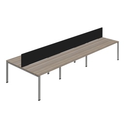[SYN1680COGPLGOSVSCBK6P] Synergy 6P Bench Desk|1600X800mm|GoalPost|GreyOak/Silver|Black Screen