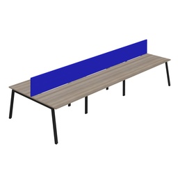 [SYN1480COAFRGOBKSCRB6P] Synergy 6P Bench Desk|1400X800mm|A-Frame|GreyOak/Black|Royal Blue Screen