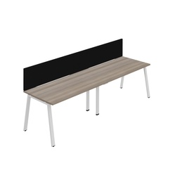 [SYN1280COAFRGOWHSCBK2SP] Synergy 2SP Bench Desk|1200X800mm|A-Frame|GreyOak/White|Black Screen