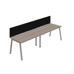 [SYN1480COAFRGOSVSCBK2SP] Synergy 2SP Bench Desk|1400X800mm|A-Frame|GreyOak/Silver|Black Screen