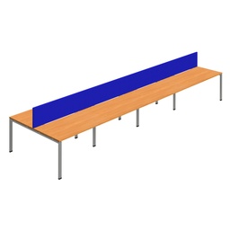 [SYN1480COGPLBESVSCRB8P] Synergy 8P Bench Desk|1400X800mm|GoalPost|Beech/Silver|Royal Blue Screen