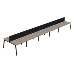 [SYN1280COAFRGOBKSCBK10P] Synergy 10P Bench Desk|1200X800mm|A-Frame|GreyOak/Black|Black Screen