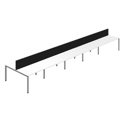 [SYN1480COGPLWHSVSCBK10P] Synergy 10P Bench Desk|1400X800mm|GoalPost|White/Silver|Black Screen