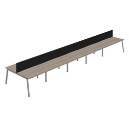 [SYN1680COAFRGOSVSCBK10P] Synergy 10P Bench Desk|1600X800mm|A-Frame|GreyOak/Silver|Black Screen