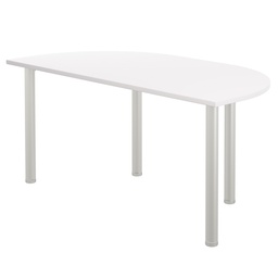 [OFPMTDEND1680WH] One Fraction Plus Rectangular Meeting Table with D-End (FSC) | 1600X800 | White/Silver | 