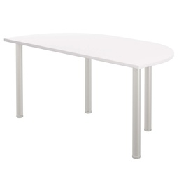 [OFPMTDEND1680WH] One Fraction Plus Rectangular Meeting Table with D-End (FSC) | 1600X800 | White/Silver | 