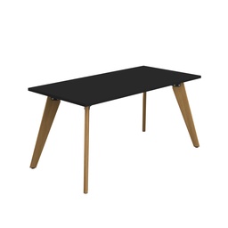 [ZPLA1680RBK] PLATEAU 1600 X 800 RECTANGULAR TABLE - BLACK WITH OAK LEGS