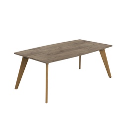 [ZPLA2010BGNO] PLATEAU 2000 X 1000 BARREL TABLE - GREY NEBRASKA OAK WITH OAK LEGS