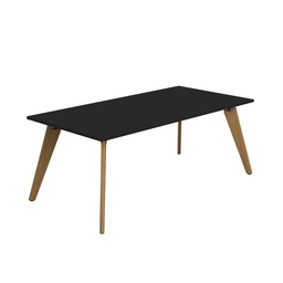 [ZPLA2010RBK] PLATEAU 2000 X 1000 RECTANGULAR TABLE - BLACK WITH OAK LEGS