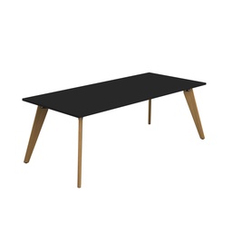 [ZPLA2210RBK] PLATEAU 2200 X 1000 RECTANGULAR TABLE - BLACK WITH OAK LEGS