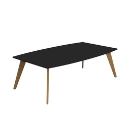 [ZPLA2412BBK] PLATEAU 2400 X 1200 BARREL TABLE - BLACK WITH OAK LEGS