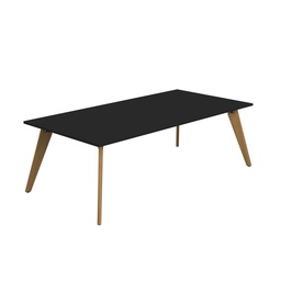 [ZPLA2412RBK] PLATEAU 2400 X 1200 RECTANGULAR TABLE - BLACK WITH OAK LEGS