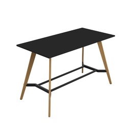 [ZPLAP2010RBK] PLATEAU POSEUR 2000 X 1000 RECTANGULAR TABLE - BLACK WITH OAK LEGS